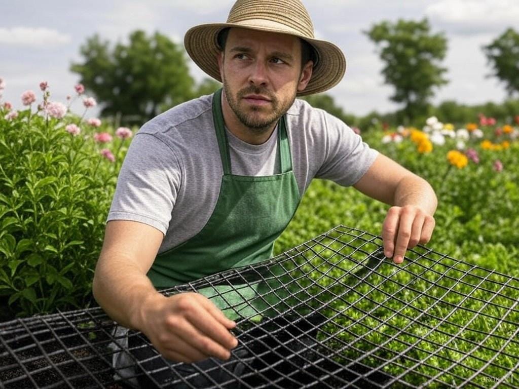 un homme pose dans son jardin une grille anti rongeur